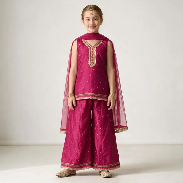 Girl'S_Rani_Ethnic_Sharara_Set_With_Dupatta