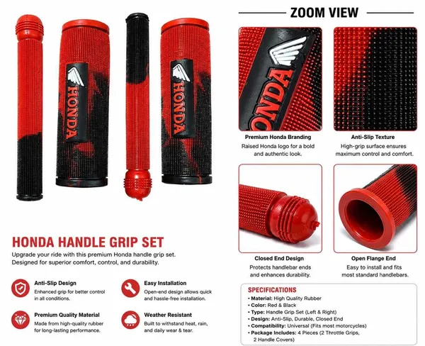 GKT_Honda_Premium_Dual_Color_Handle_Grip_Handle_Bar_Grip_For_Honda_SP125,_CB_Shine,_Shine_(Pack_of_4)