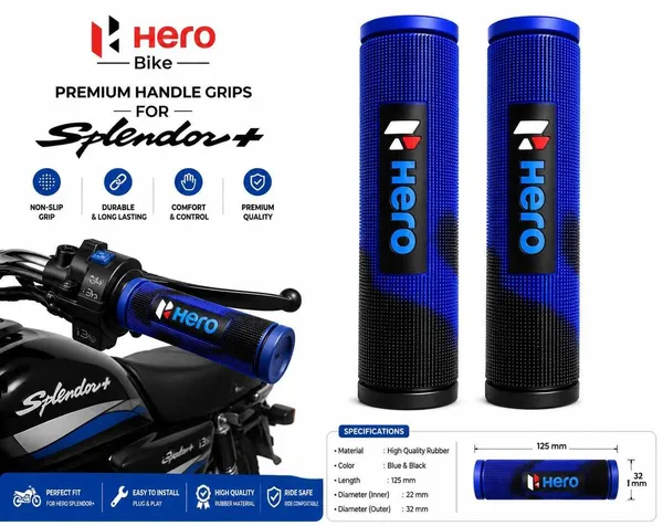 GKT_Hero_Premium_Blue-Black_Anti-Slip_Handle_Grip_Handle_Bar_Grip_For_Hero_Splendor,_Passion_(Pack_of_2)