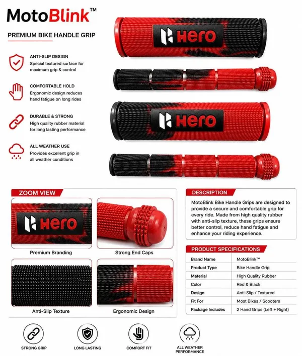 MotoBlink_Hero_Pro_Anti-Slip_Dual_Color_Handle_Grip_Handle_Bar_Grip_For_Hero_Splendor,_Passion,_CD_deluxe_(Pack_of_4)