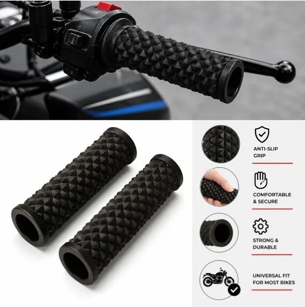 MotoBlink_Universal_Diamond_Pattern_Handle_Bar_Grip_For_Universal_For_Bike_Universal_For_Bike_(Pack_of_2)