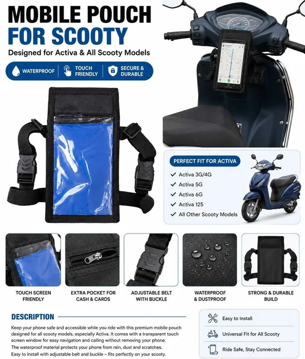 MotoBlink_Activa_Scooty_Series_Waterproof_Mobile_Holder_Pouch_with_Strap_Bike_Mobile_Holder_(Multicolor)