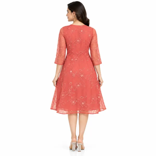 Party_Knee_Short_Dress_1_Piece_Satin_With_Thread_Work