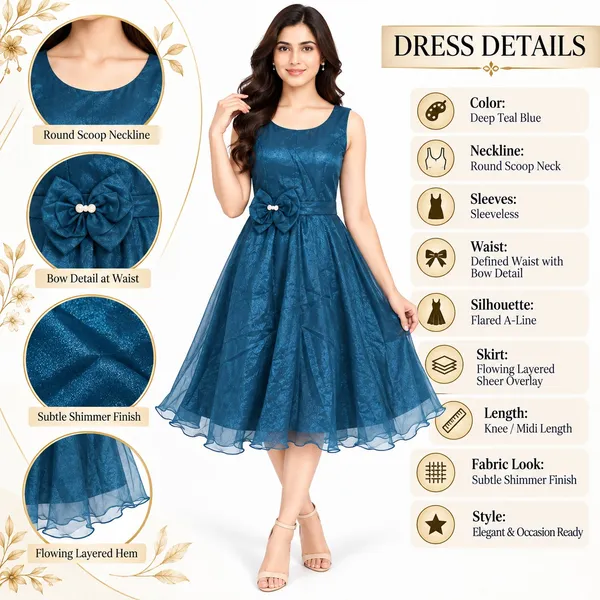 Party_Knee_Short_Dress_1_Piece_Synthetic_Silk_Plain