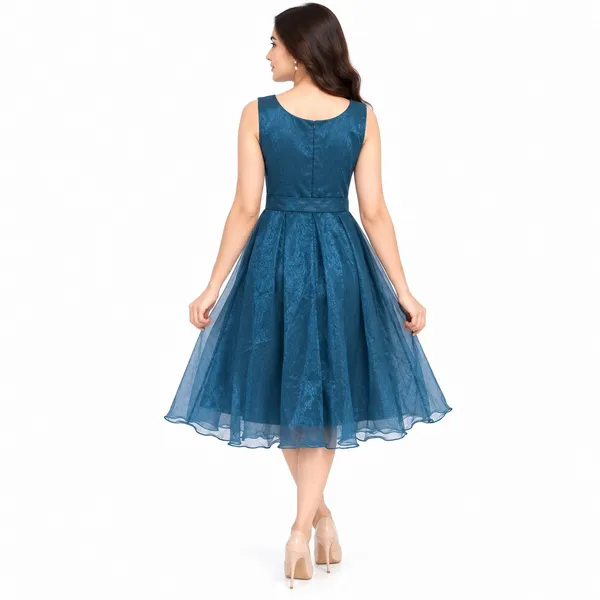 Party_Knee_Short_Dress_1_Piece_Synthetic_Silk_Plain