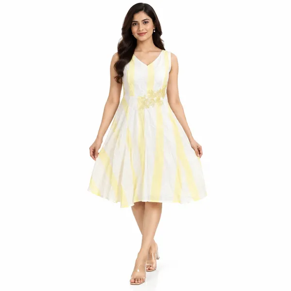 Party_Knee_Short_Dress_1_Piece_Cotton_With_Stone_Work