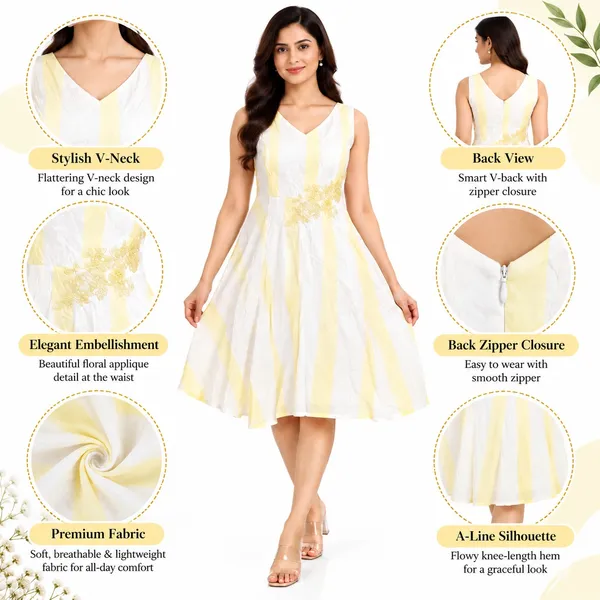 Party_Knee_Short_Dress_1_Piece_Cotton_With_Stone_Work