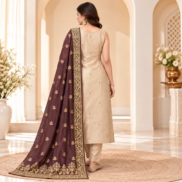 Traditional_Long_Suit_3_Piece_Banarsi_Silk_With_Patch_Work