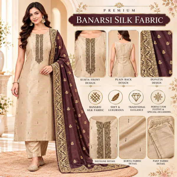 Traditional_Long_Suit_3_Piece_Banarsi_Silk_With_Patch_Work