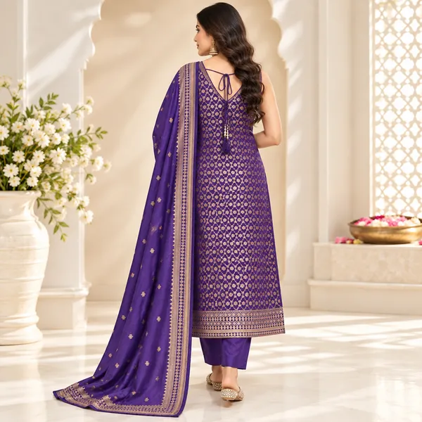 Traditional_Long_Suit_3_Piece_Banarsi_Silk_With_Zari_Work