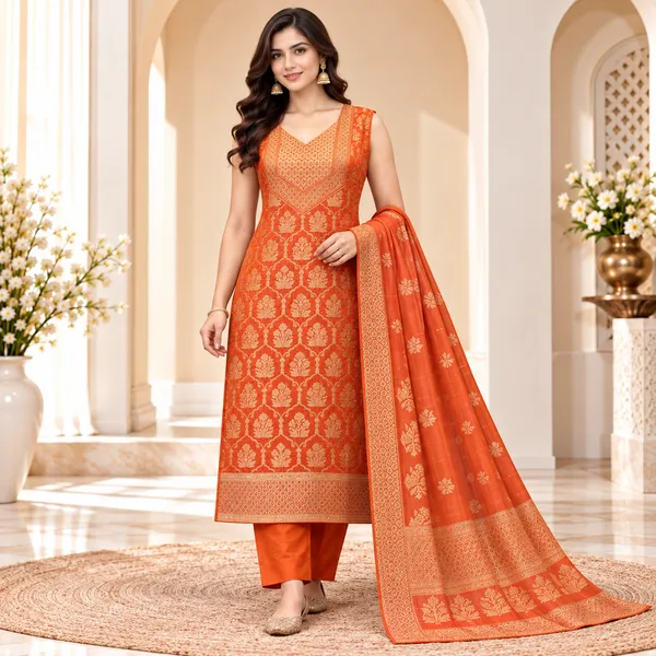 Traditional_Long_Suit_3_Piece_Banarsi_Silk_With_Zari_Work