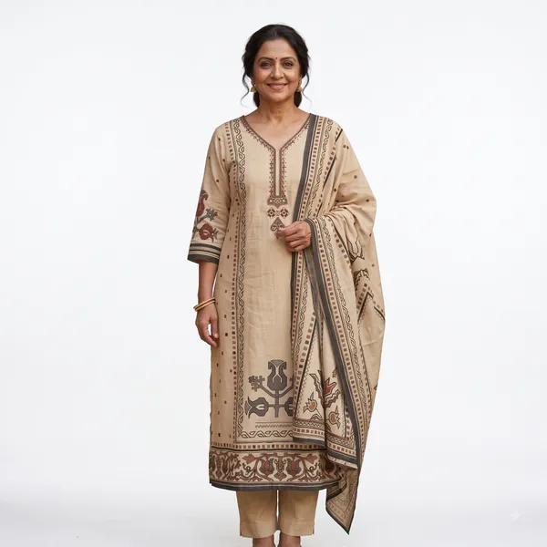 Casual_Suit_3_Piece_Viscose_Silk_With_Kalamkari_Print
