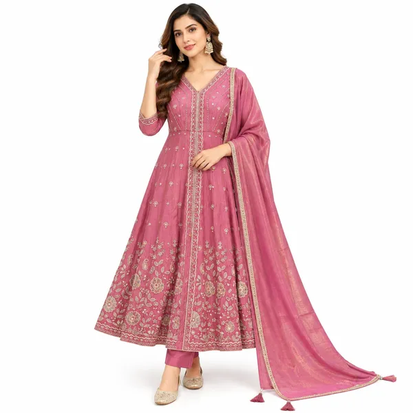Anarkali_Suit_3_Piece_Shine_Silk_With_Moti_Work