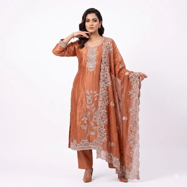 Casual_Suit_3_Piece_Salsa_Silk_With_Thread_Work