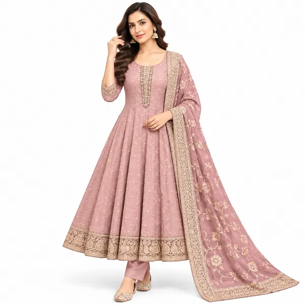 Anarkali_Suit_3_Piece_Chanderi_Silk_With_Zari_Work
