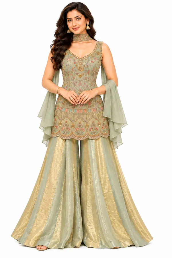 Indo_Dress_3_Piece_Organza_Silk_With_Thread_And_Stone_Work