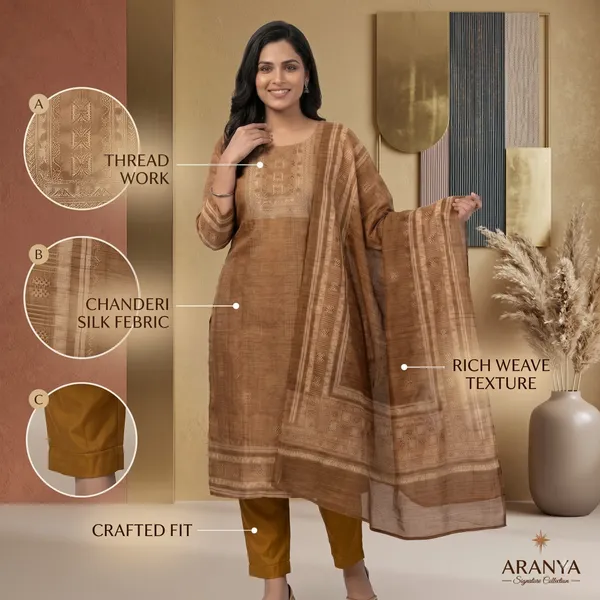 Casual_Suit_3_Piece_Chanderi_Silk_With_Thread_Work