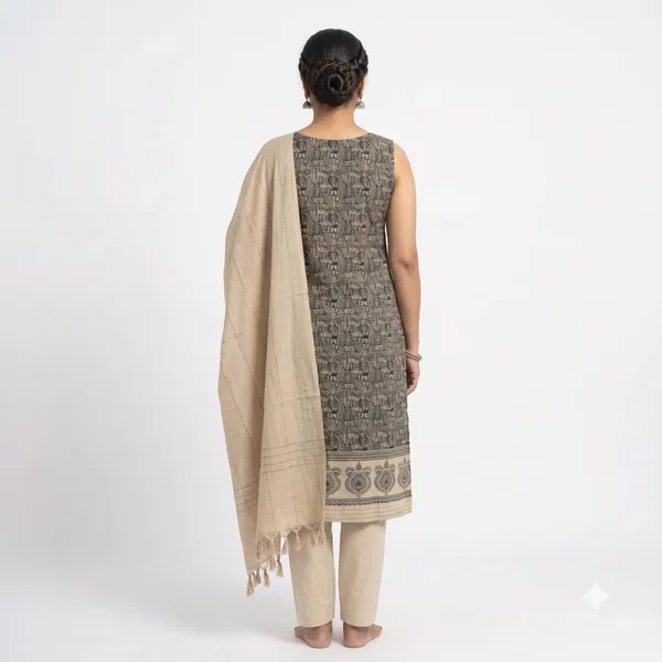 Casual_Suit_3_Piece_Cotton_With_Kalamkari_Print