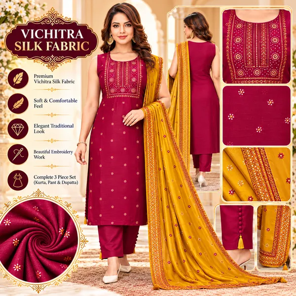 Traditional_Long_Suit_3_Piece_Vichitra_Silk_With_Thread_Work