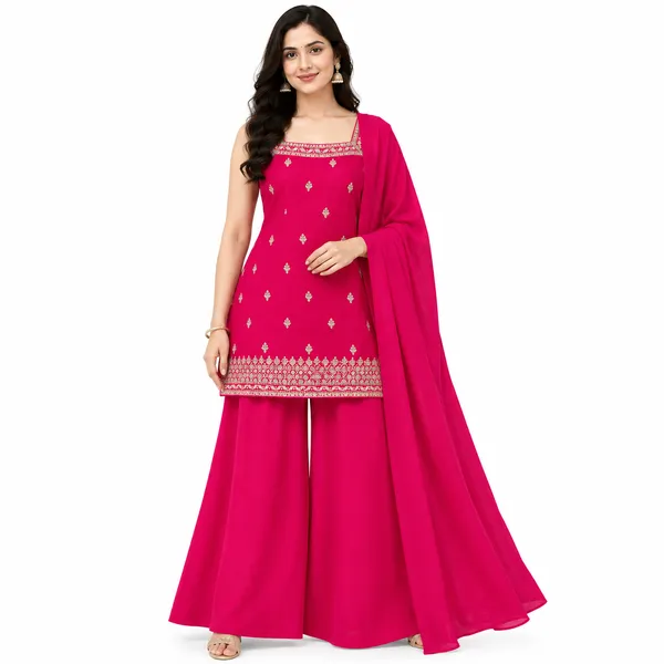 Indo_Dress_3_Piece_Vichitra_Silk_With_Thread_Work