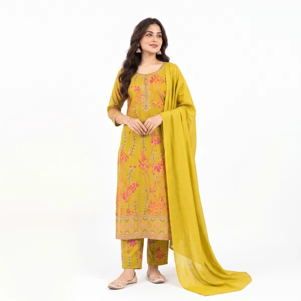 Casual_Suit_3_Piece_Viscose_Silk_With_Printed_Work