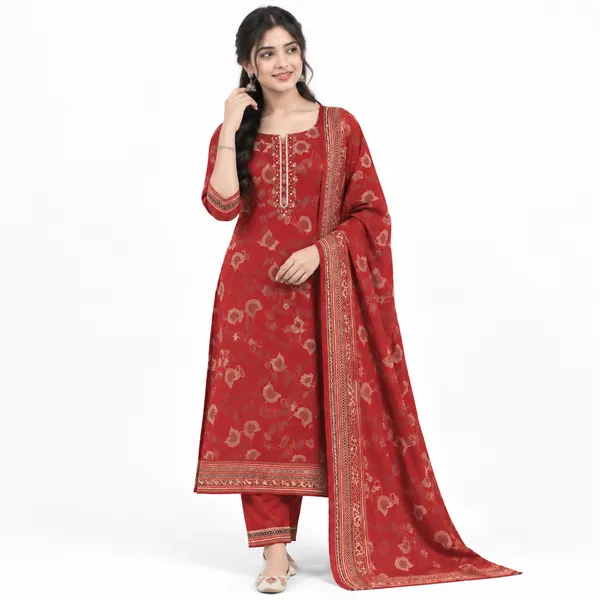 Casual_Suit_3_Piece_Viscose_Silk_With_Printed_Work
