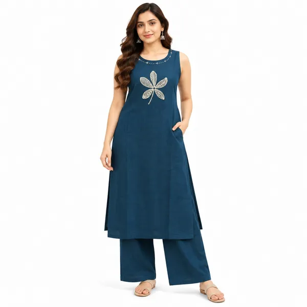 Long_Co-Ord_Set_2_Piece_Jaipuri_Cotton_With_Thread_Work