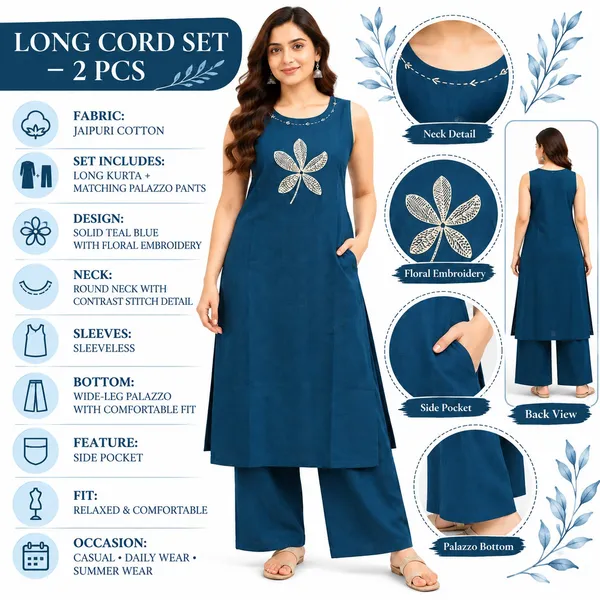 Long_Co-Ord_Set_2_Piece_Jaipuri_Cotton_With_Thread_Work
