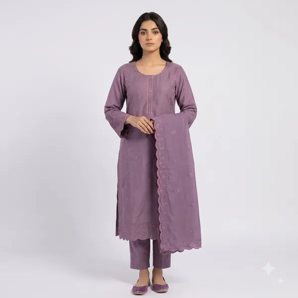Casual_Suit_3_Piece_Viscose_Silk_With_Thread_Work