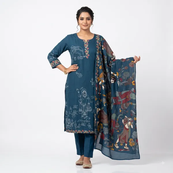 Casual_Suit_3_Piece_Viscose_Silk_With_Printed_Work