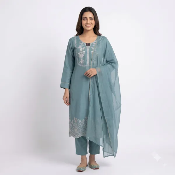 Casual_Suit_3_Piece_Viscose_Silk_With_Thread_Work