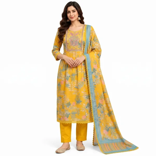 Casual_Suit_3_Piece_Cotton_With_Printed_Work