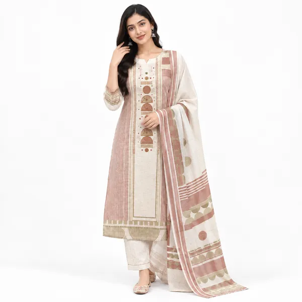 Casual_Suit_3_Piece_Khadi_Cotton_With_Printed_Work