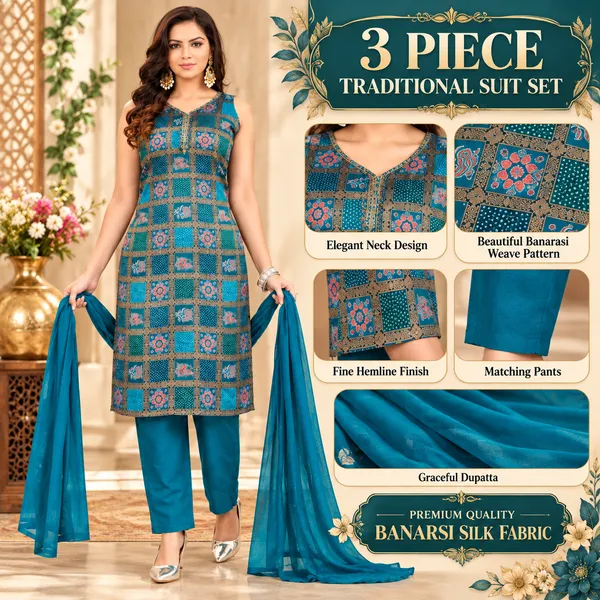 Traditional_Long_Suit_3_Piece_Banarsi_Silk_With_Zari_Work