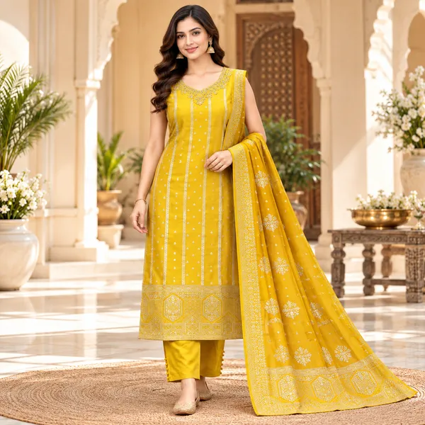 Traditional_Long_Suit_3_Piece_Banarsi_Silk_With_Zari_Work