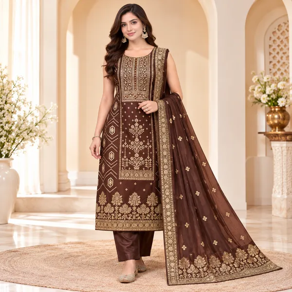 Traditional_Long_Suit_3_Piece_Banarsi_Silk_With_Zari_Work