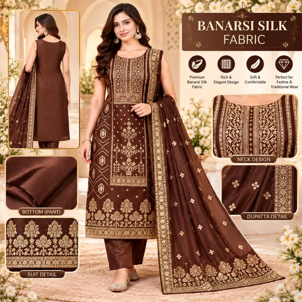 Traditional_Long_Suit_3_Piece_Banarsi_Silk_With_Zari_Work