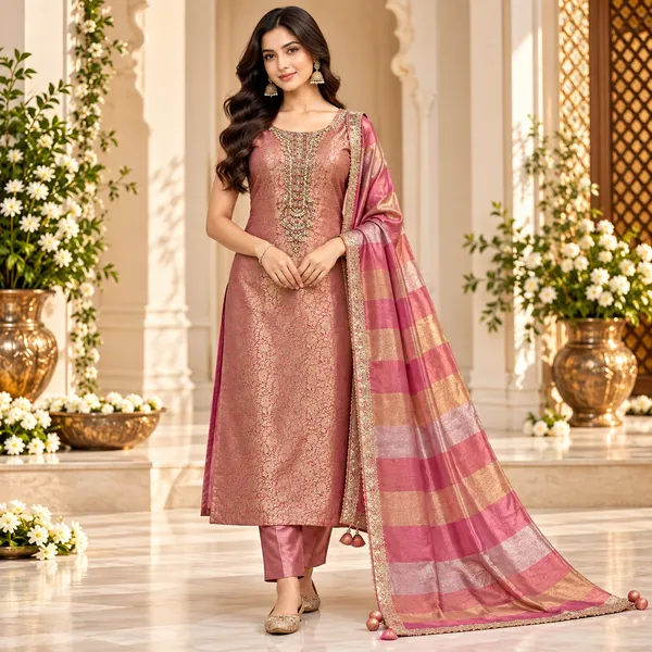 Traditional_Long_Suit_3_Piece_Banarsi_Silk_With_Zari_Work