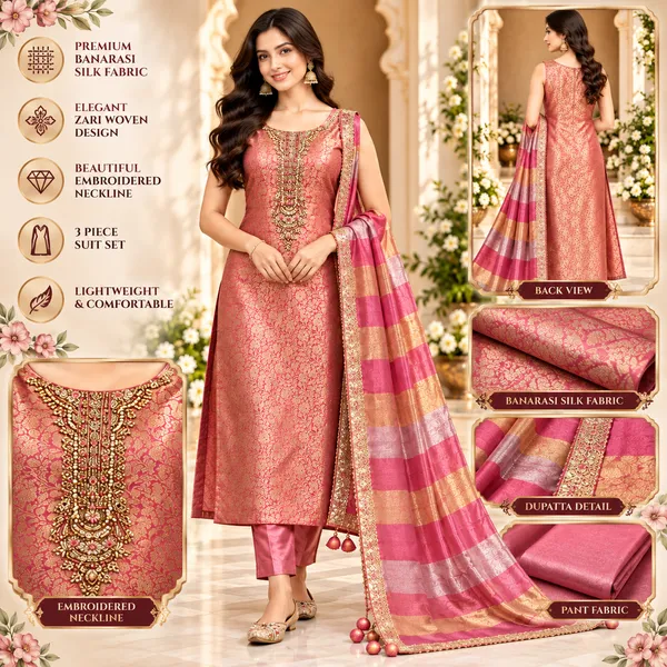 Traditional_Long_Suit_3_Piece_Banarsi_Silk_With_Zari_Work