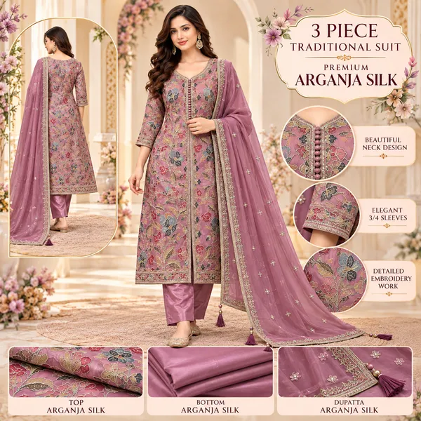 Traditional_Long_Suit_3_Piece_Organza_Silk_With_Thread_Work