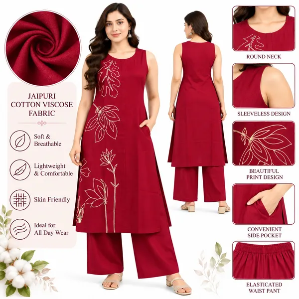 Long_Co-Ord_Set_2_Piece_Cotton_Viscose_With_Thread_Work