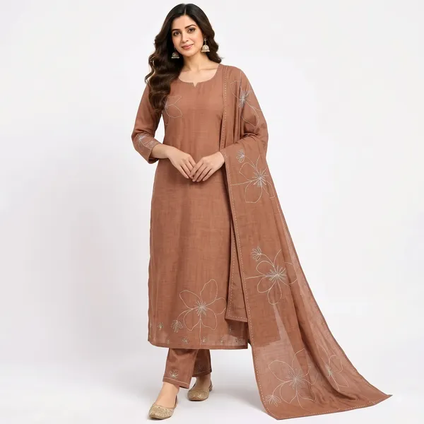 Casual_Suit_3_Piece_Viscose_Silk_With_Printed_Work