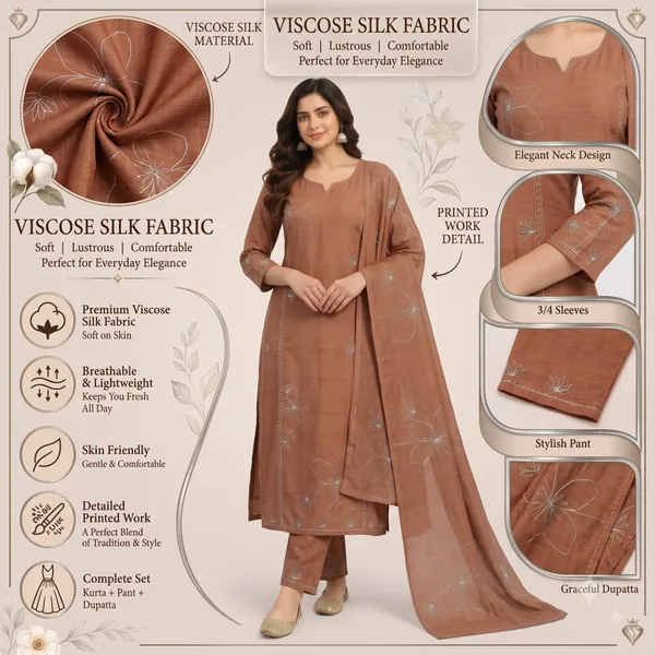 Casual_Suit_3_Piece_Viscose_Silk_With_Printed_Work