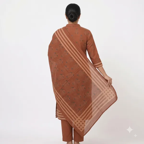 Casual_Suit_3_Piece_Muslin_Silk_With_Kalamkari_Print