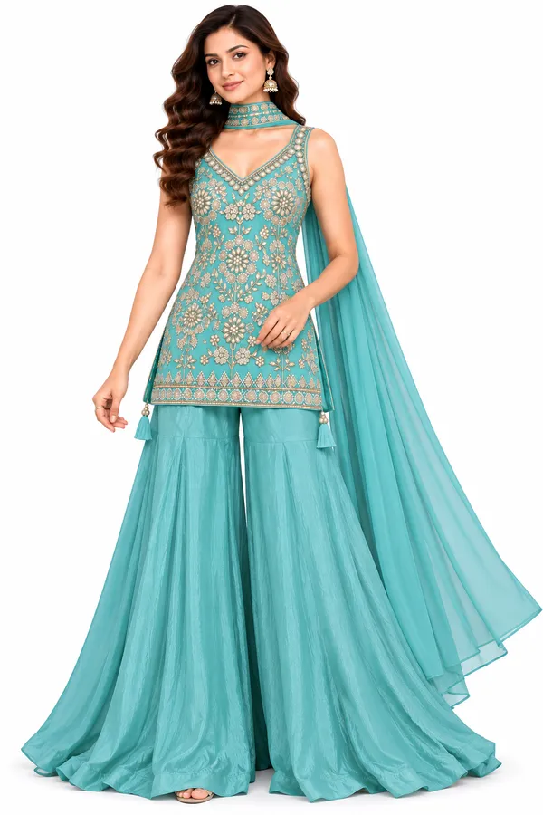 Indo_Dress_3_Piece_Organza_Silk_With_Thread_And_Stone_Work