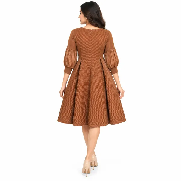 Party_Knee_Short_Dress_1_Piece_Korean_Flexible_With_Printed_Work
