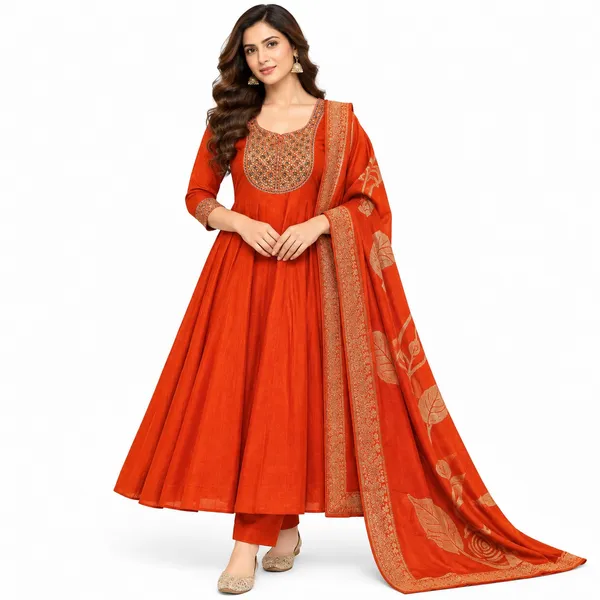 Anarkali_Suit_3_Piece_Vichitra_Silk_With_Thread_Work