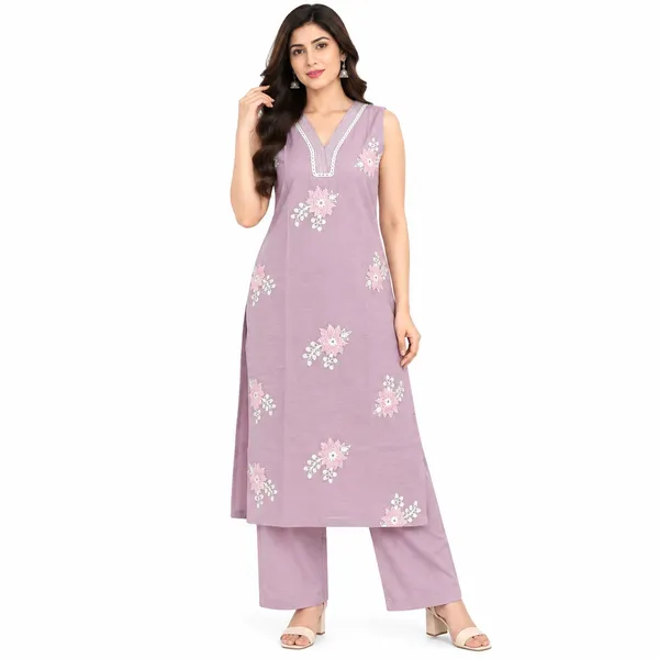 Long_Co-Ord_Set_2_Piece_Muslin_Silk_With_Thread_Work