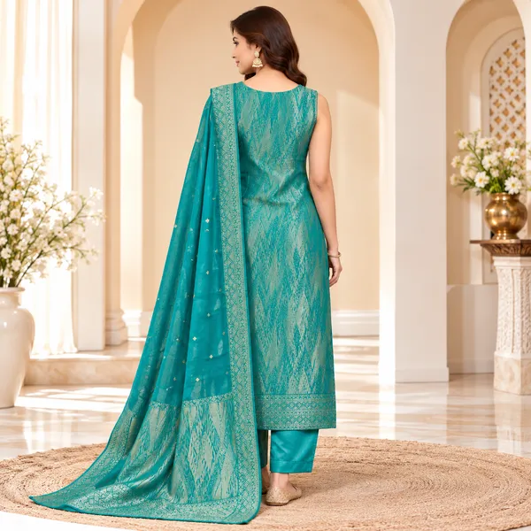 Traditional_Long_Suit_3_Piece_Banarsi_Silk_With_Zari_Work