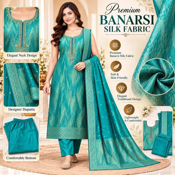 Traditional_Long_Suit_3_Piece_Banarsi_Silk_With_Zari_Work